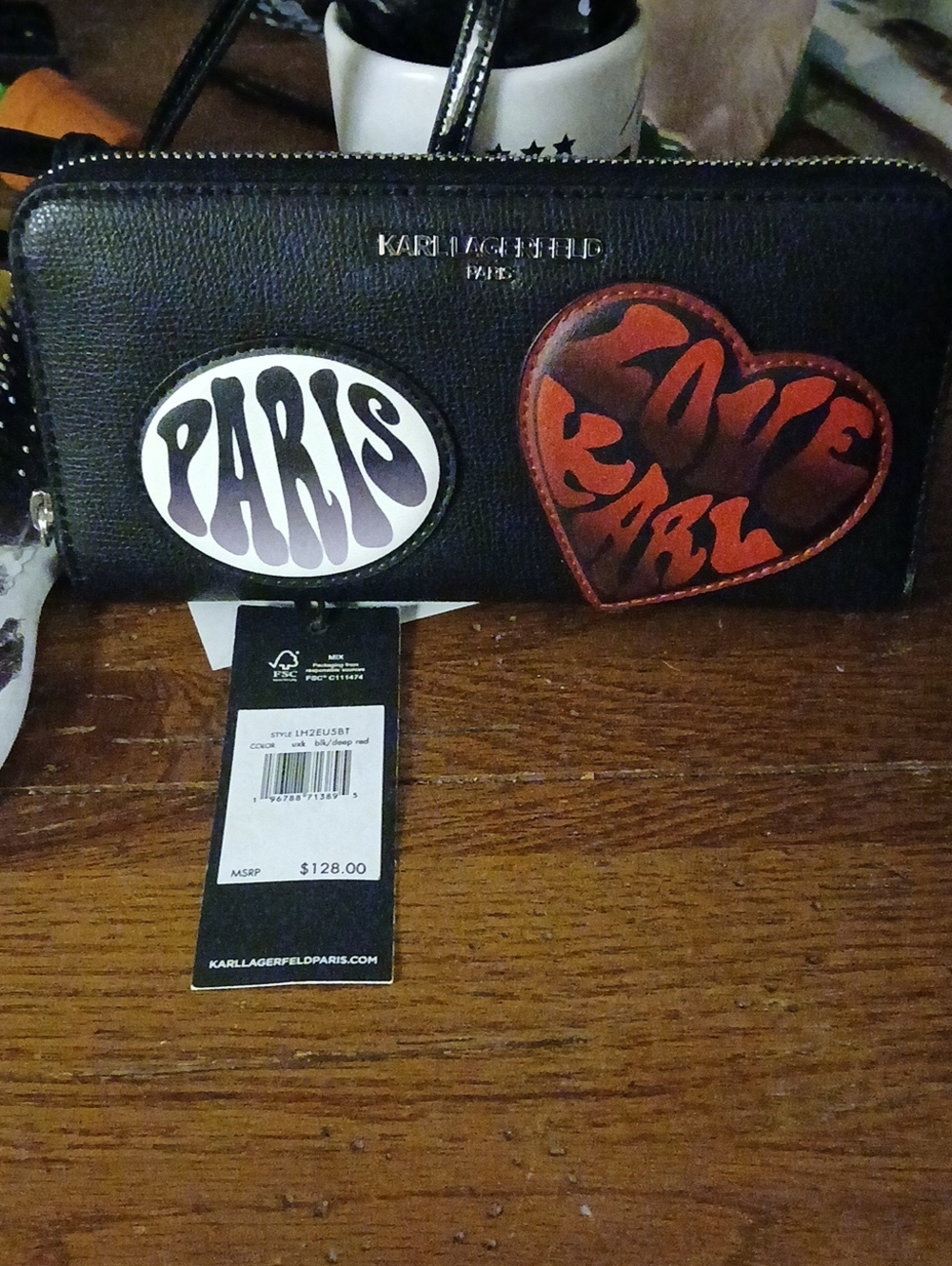 Karl Lagerfeld Black Zip Wallet  Or Crossbody Nwt
